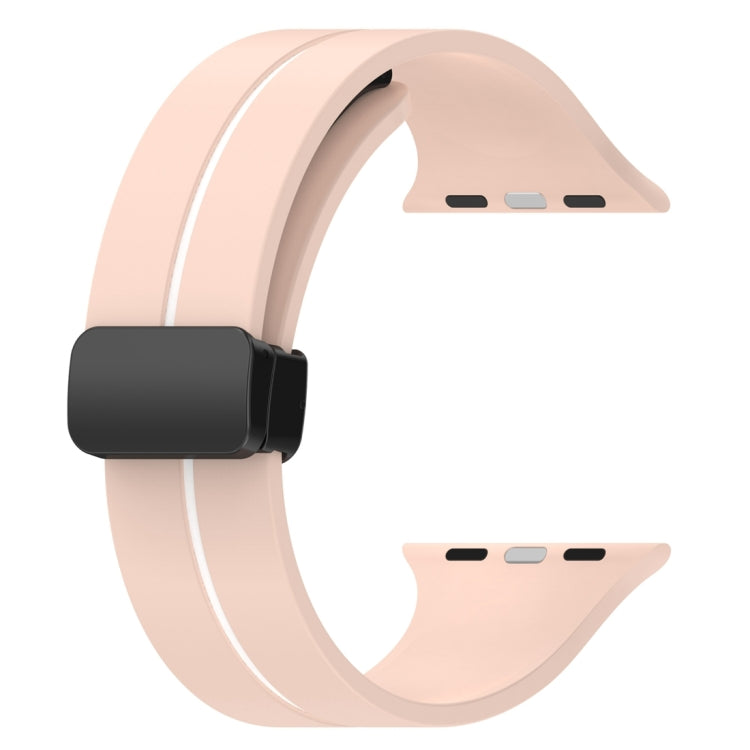 Two Color Folding Buckle Silicone Watch Band For Apple Watch 4 44mm(Pink+White) -  by PMC Jewellery | Online Shopping South Africa | PMC Jewellery