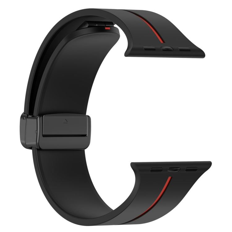 Two Color Folding Buckle Silicone Watch Band For Apple Watch 4 44mm(Black+Red) -  by PMC TechLife | Online Shopping South Africa | PMC TechLife