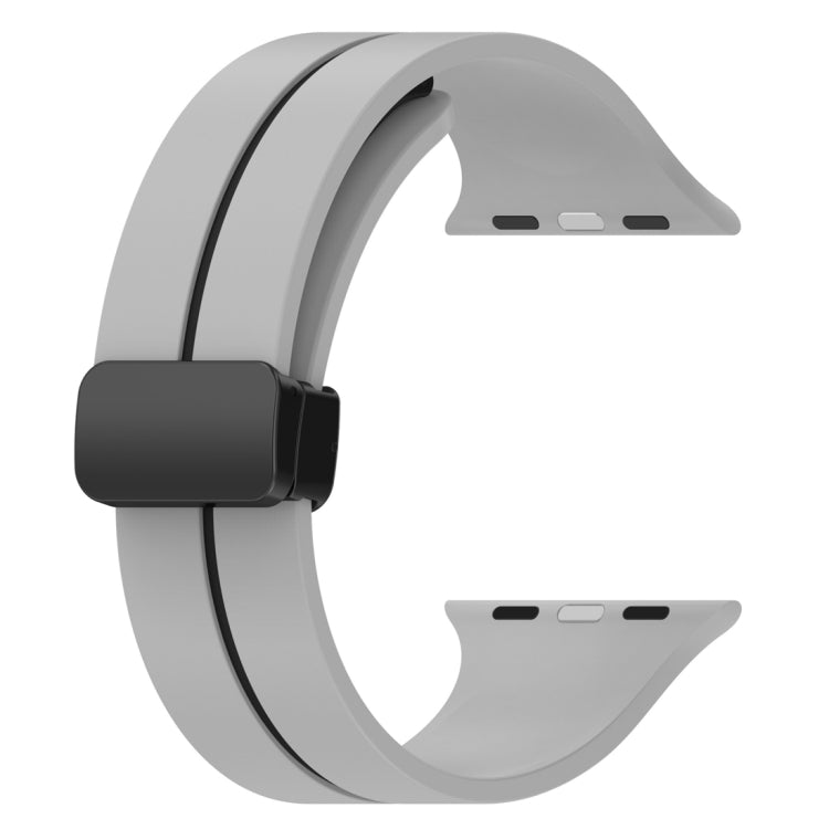 Two Color Folding Buckle Silicone Watch Band For Apple Watch 4 44mm(Light Grey+Black) -  by PMC TechLife | Online Shopping South Africa | PMC TechLife
