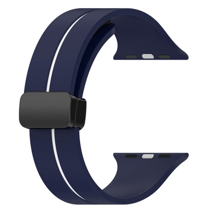 Two Color Folding Buckle Silicone Watch Band For Apple Watch 4 44mm(Midnight Blue+White) -  by PMC Jewellery | Online Shopping South Africa | PMC Jewellery