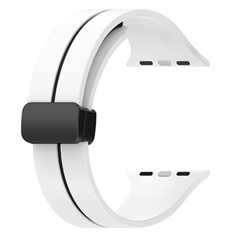 Two Color Folding Buckle Silicone Watch Band For Apple Watch 3 38mm(White+Black) - Watch Bands by PMC TechLife | Online Shopping South Africa | PMC TechLife