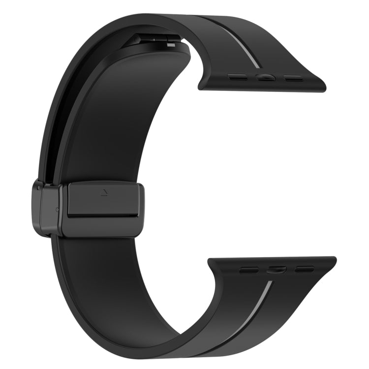 Two Color Folding Buckle Silicone Watch Band For Apple Watch 3 38mm(Black+Grey) -  by PMC TechLife | Online Shopping South Africa | PMC TechLife