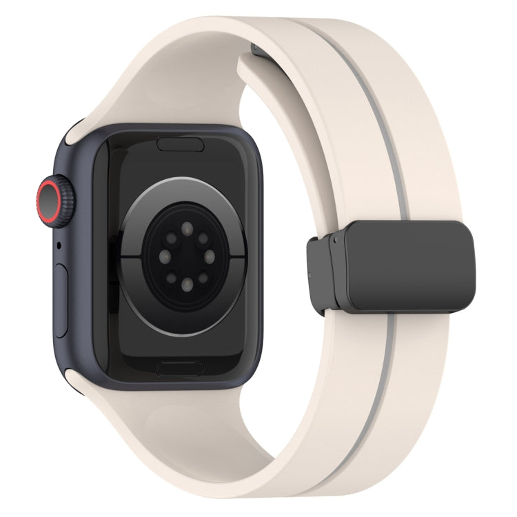 Two Color Folding Buckle Silicone Watch Band For Apple Watch 3 38mm(Starlight+Grey) -  by PMC TechLife | Online Shopping South Africa | PMC TechLife