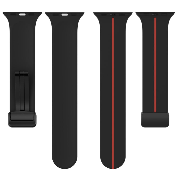 Two Color Folding Buckle Silicone Watch Band For Apple Watch 2 38mm(Black+Red) -  by PMC TechLife | Online Shopping South Africa | PMC TechLife