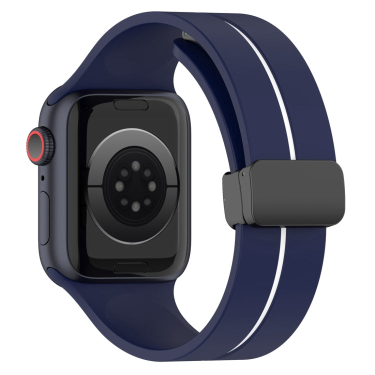Two Color Folding Buckle Silicone Watch Band For Apple Watch 2 42 mm(Midnight Blue+White) -  by PMC TechLife | Online Shopping South Africa | PMC TechLife