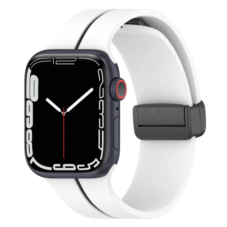 Two Color Folding Buckle Silicone Watch Band For Apple Watch 38mm(White+Black) -  by PMC TechLife | Online Shopping South Africa | PMC TechLife