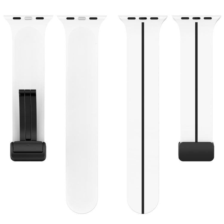 Two Color Folding Buckle Silicone Watch Band For Apple Watch 38mm(White+Black) -  by PMC TechLife | Online Shopping South Africa | PMC TechLife