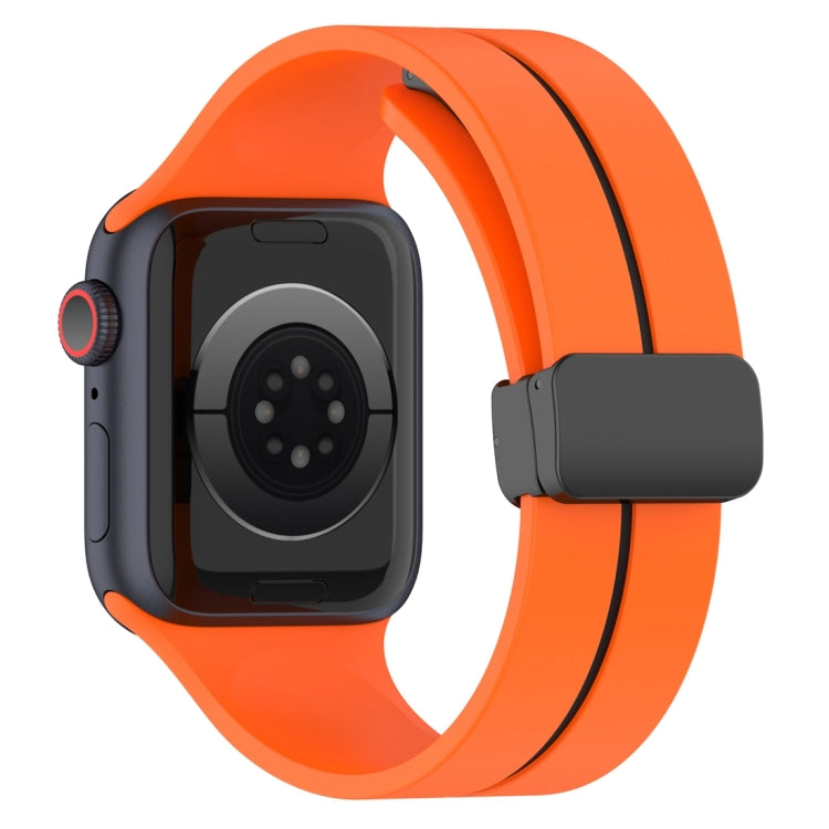 Two Color Folding Buckle Silicone Watch Band For Apple Watch 38mm(Orange+Black) -  by PMC TechLife | Online Shopping South Africa | PMC TechLife