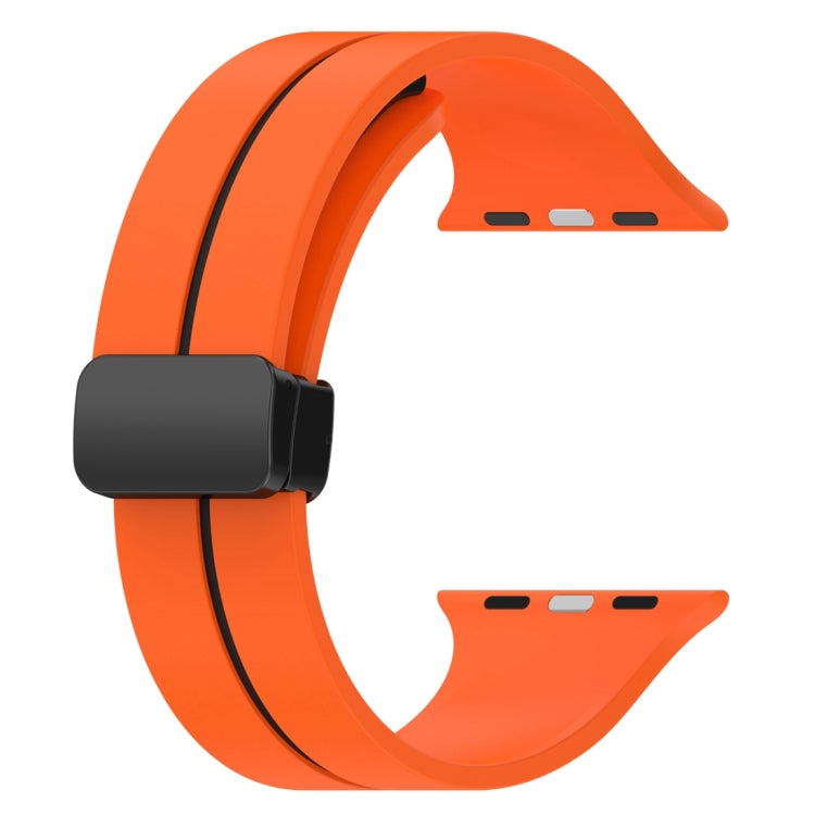 Two Color Folding Buckle Silicone Watch Band For Apple Watch 38mm(Orange+Black) -  by PMC TechLife | Online Shopping South Africa | PMC TechLife