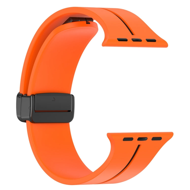 Two Color Folding Buckle Silicone Watch Band For Apple Watch 38mm(Orange+Black) -  by PMC TechLife | Online Shopping South Africa | PMC TechLife