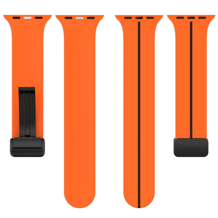 Two Color Folding Buckle Silicone Watch Band For Apple Watch 38mm(Orange+Black) -  by PMC TechLife | Online Shopping South Africa | PMC TechLife