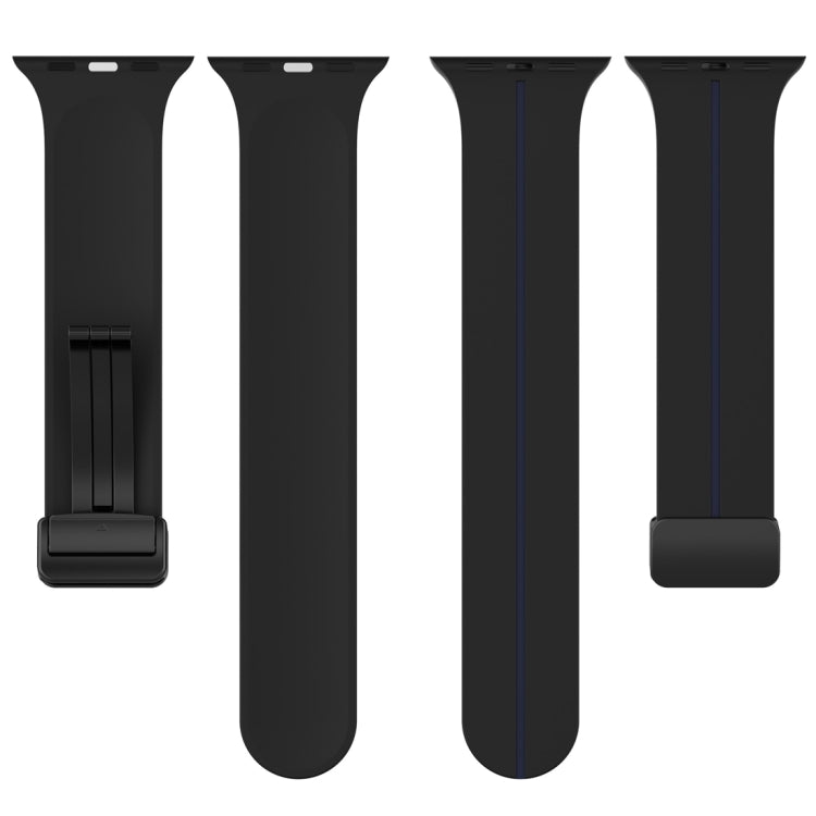 Two Color Folding Buckle Silicone Watch Band For Apple Watch 42mm(Black+Blue) -  by PMC TechLife | Online Shopping South Africa | PMC TechLife