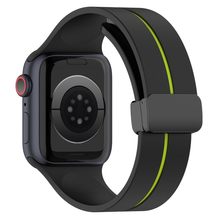 Two Color Folding Buckle Silicone Watch Band For Apple Watch 42mm(Black+Lime) -  by PMC TechLife | Online Shopping South Africa | PMC TechLife