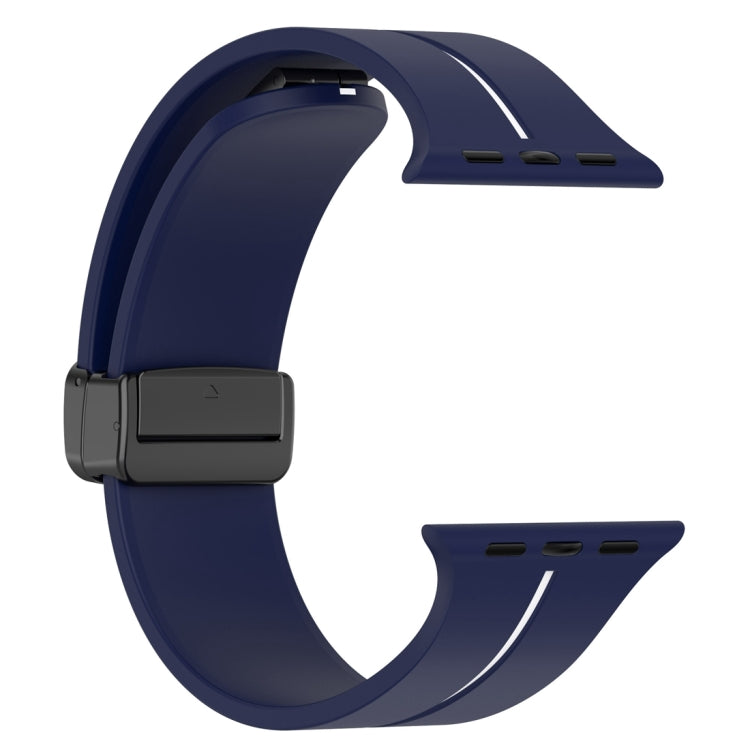 Two Color Folding Buckle Silicone Watch Band For Apple Watch 42mm(Midnight Blue+White) -  by PMC TechLife | Online Shopping South Africa | PMC TechLife