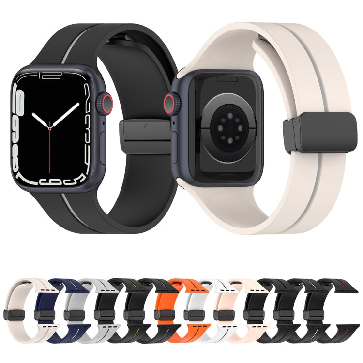 Two Color Folding Buckle Silicone Watch Band For Apple Watch 4 40mm(Starlight+Grey) -  by PMC TechLife | Online Shopping South Africa | PMC TechLife