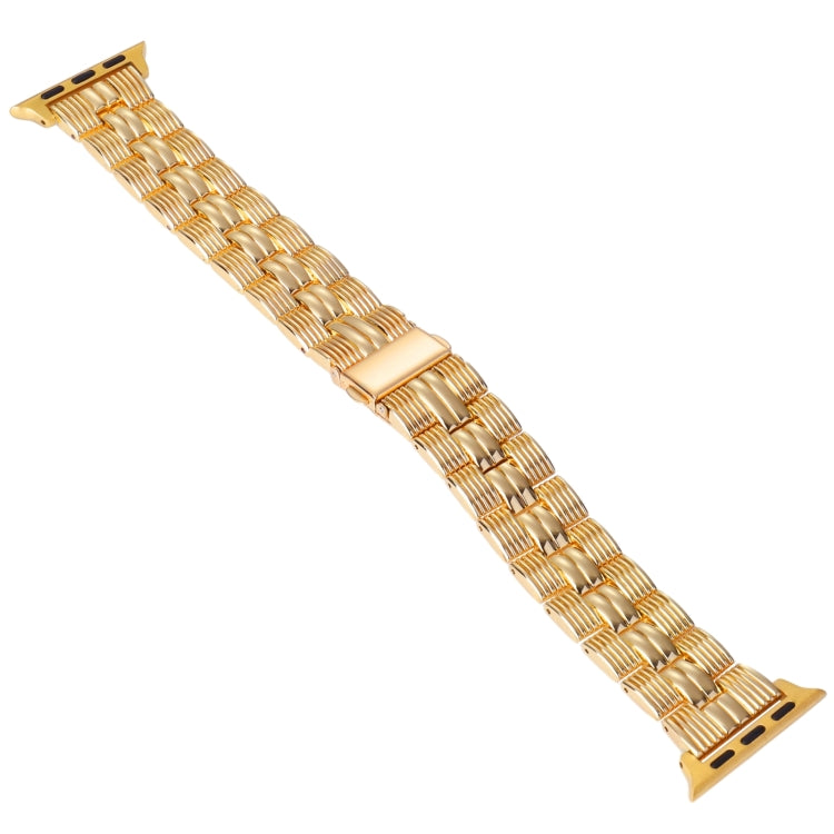 3-Beads Stripe Metal Watch Band For Apple Watch 7 41mm(Gold) -  by PMC TechLife | Online Shopping South Africa | PMC TechLife