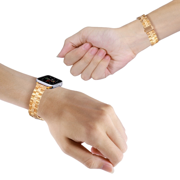 3-Beads Stripe Metal Watch Band For Apple Watch 6 40mm(Gold) -  by PMC TechLife | Online Shopping South Africa | PMC TechLife