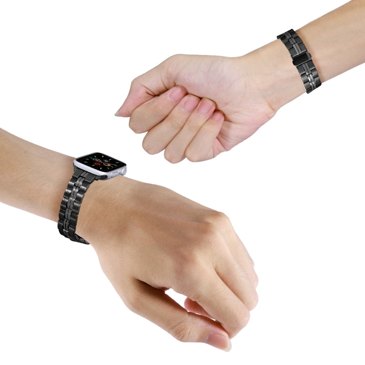 3-Beads Stripe Metal Watch Band For Apple Watch 5 40mm(Black) -  by PMC TechLife | Online Shopping South Africa | PMC TechLife