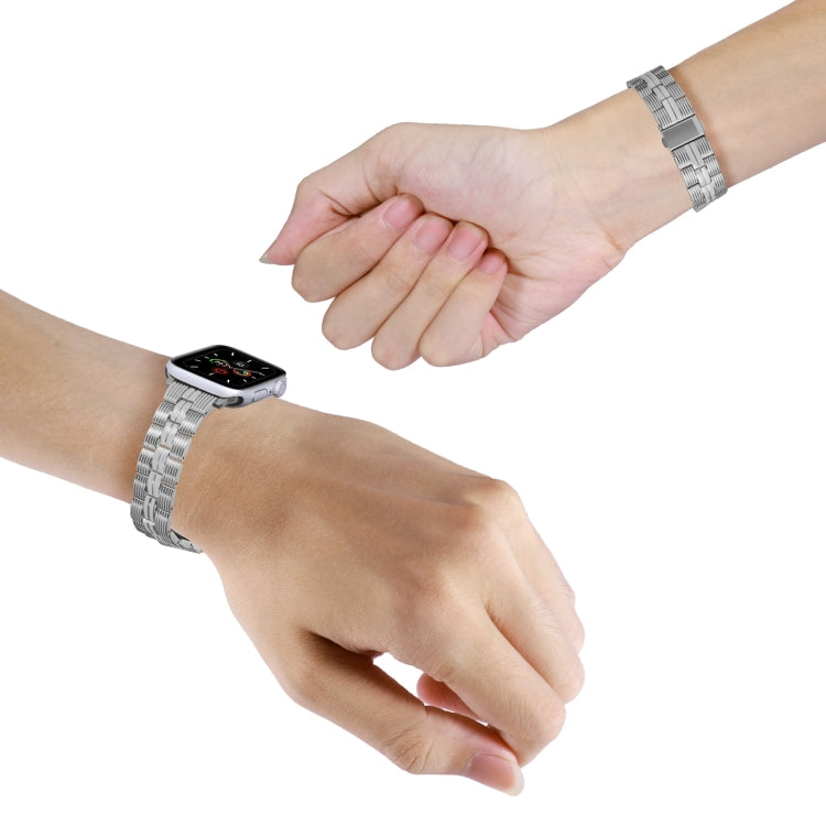 3-Beads Stripe Metal Watch Band For Apple Watch 5 44mm(Silver) -  by PMC TechLife | Online Shopping South Africa | PMC TechLife