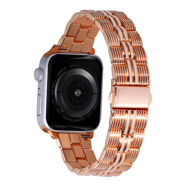 3-Beads Stripe Metal Watch Band For Apple Watch 38mm(Rose Gold) -  by PMC TechLife | Online Shopping South Africa | PMC TechLife