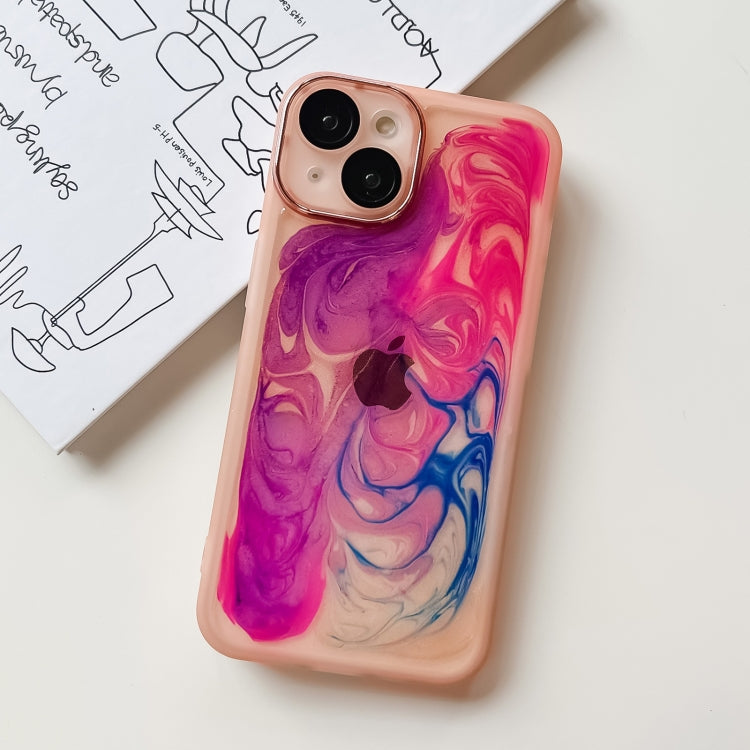 For iPhone 14 Oil Painting Electroplating TPU Phone Case(Pink) - iPhone 14 Cases by PMC TechLife | Online Shopping South Africa | PMC TechLife