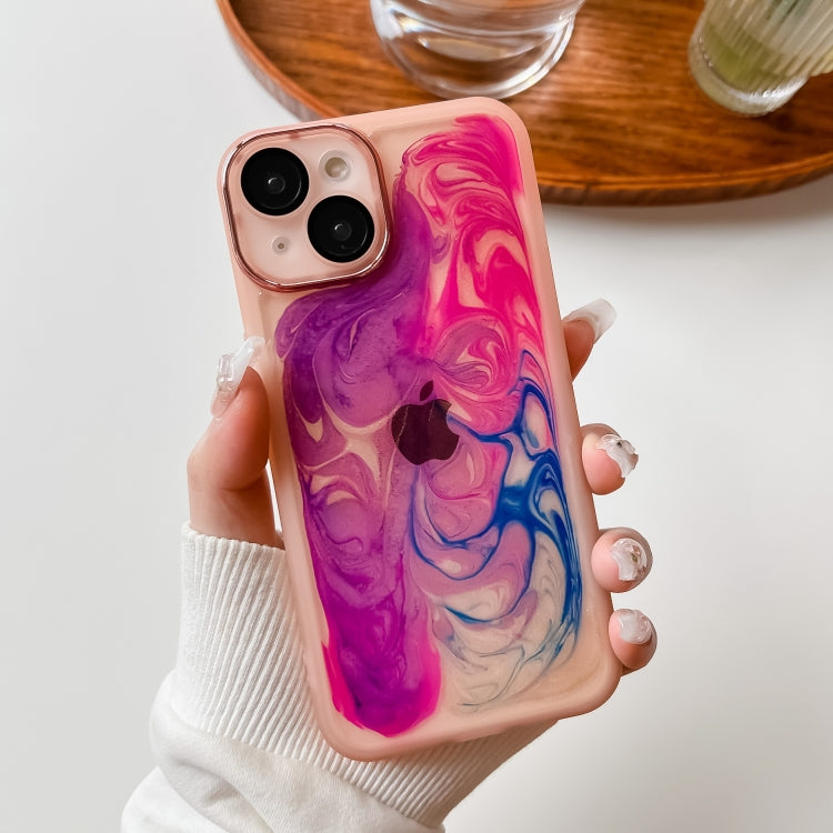 For iPhone 14 Oil Painting Electroplating TPU Phone Case(Pink) - iPhone 14 Cases by PMC TechLife | Online Shopping South Africa | PMC TechLife