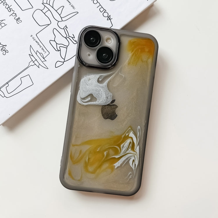 For iPhone 14 Oil Painting Electroplating TPU Phone Case(Grey) - iPhone 14 Cases by PMC TechLife | Online Shopping South Africa | PMC TechLife