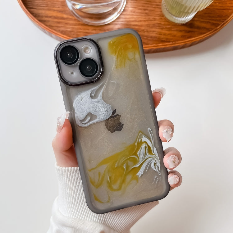 For iPhone 14 Oil Painting Electroplating TPU Phone Case(Grey) - iPhone 14 Cases by PMC TechLife | Online Shopping South Africa | PMC TechLife