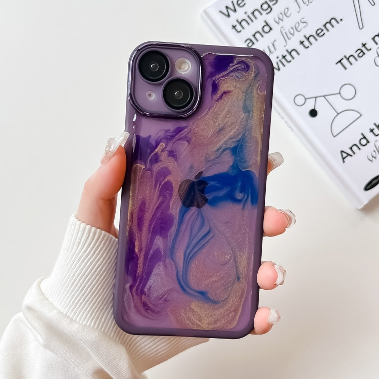 For iPhone 14 Oil Painting Electroplating TPU Phone Case(Purple) - iPhone 14 Cases by PMC TechLife | Online Shopping South Africa | PMC TechLife
