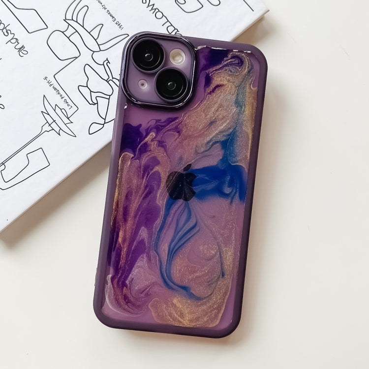 For iPhone 14 Oil Painting Electroplating TPU Phone Case(Purple) - iPhone 14 Cases by PMC TechLife | Online Shopping South Africa | PMC TechLife