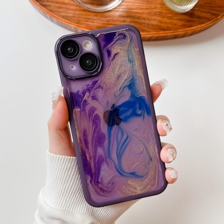 For iPhone 14 Oil Painting Electroplating TPU Phone Case(Purple) - iPhone 14 Cases by PMC TechLife | Online Shopping South Africa | PMC TechLife