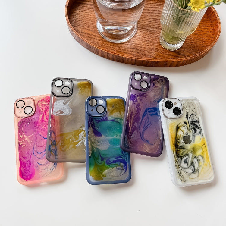 For iPhone 14 Oil Painting Electroplating TPU Phone Case(Purple) - iPhone 14 Cases by PMC TechLife | Online Shopping South Africa | PMC TechLife