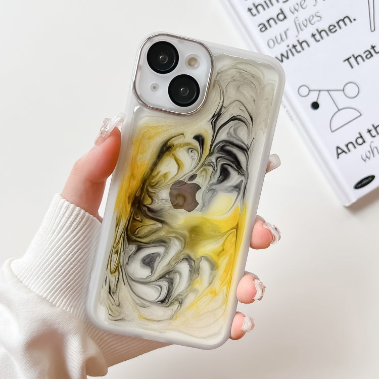 For iPhone 14 Oil Painting Electroplating TPU Phone Case(White) - iPhone 14 Cases by PMC TechLife | Online Shopping South Africa | PMC TechLife