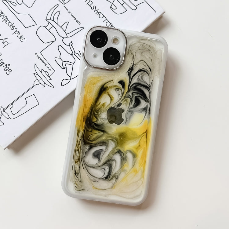 For iPhone 14 Oil Painting Electroplating TPU Phone Case(White) - iPhone 14 Cases by PMC TechLife | Online Shopping South Africa | PMC TechLife