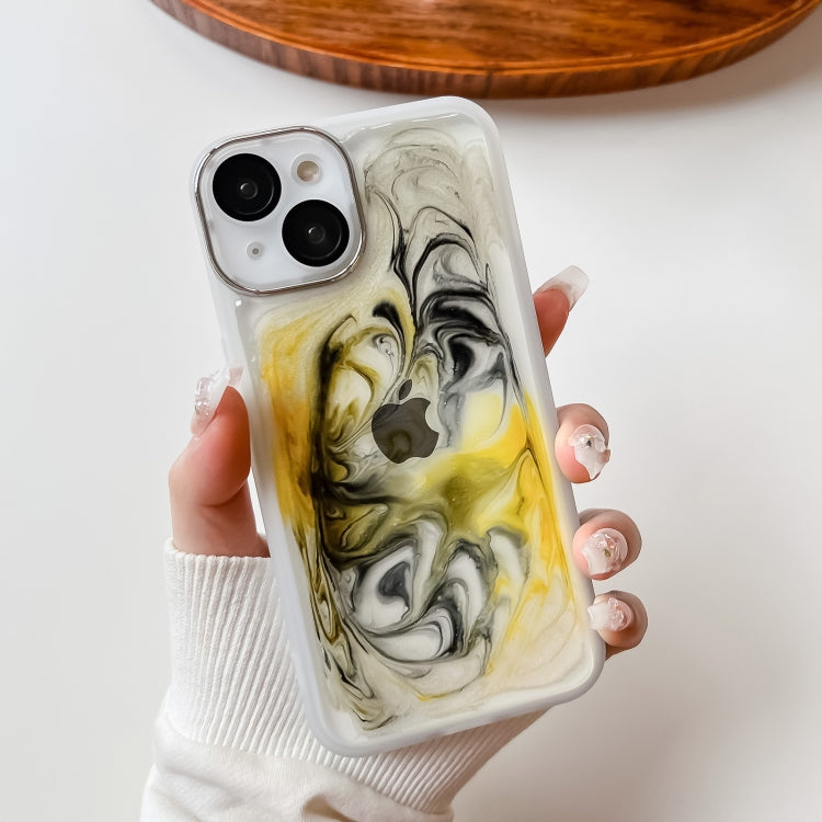 For iPhone 14 Oil Painting Electroplating TPU Phone Case(White) - iPhone 14 Cases by PMC TechLife | Online Shopping South Africa | PMC TechLife