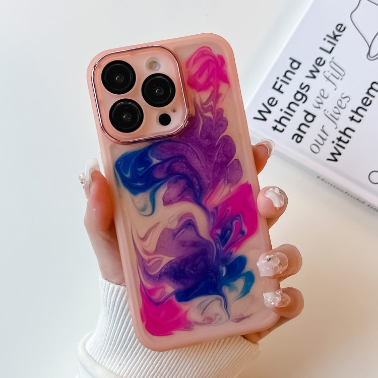 For iPhone 14 Pro Oil Painting Electroplating TPU Phone Case(Pink) - iPhone 14 Pro Cases by PMC TechLife | Online Shopping South Africa | PMC TechLife