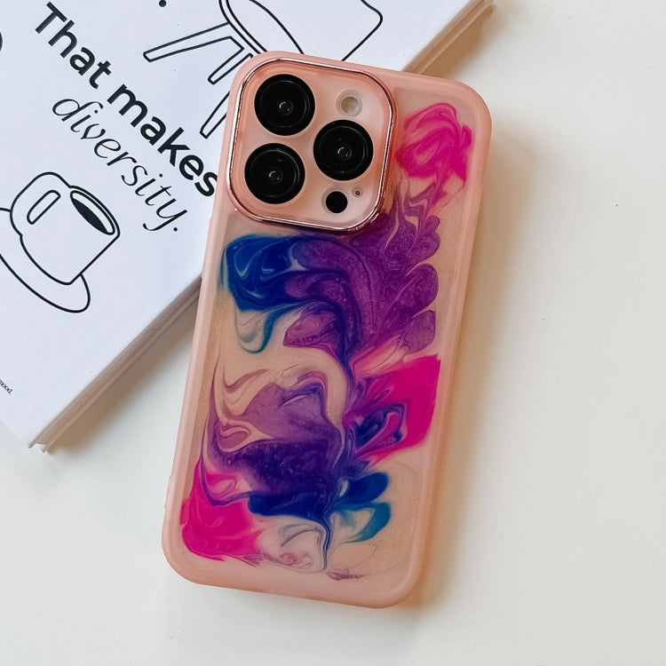 For iPhone 14 Pro Oil Painting Electroplating TPU Phone Case(Pink) - iPhone 14 Pro Cases by PMC TechLife | Online Shopping South Africa | PMC TechLife