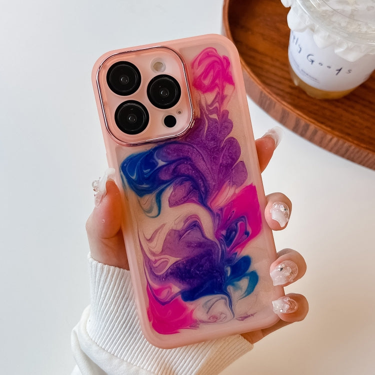 For iPhone 14 Pro Oil Painting Electroplating TPU Phone Case(Pink) - iPhone 14 Pro Cases by PMC TechLife | Online Shopping South Africa | PMC TechLife