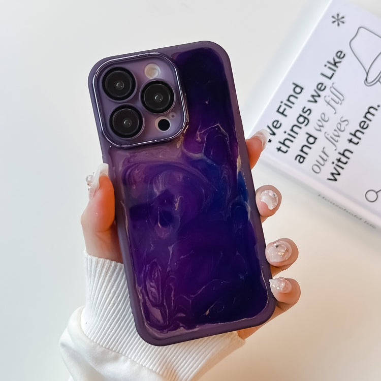 For iPhone 14 Pro Oil Painting Electroplating TPU Phone Case(Purple) - iPhone 14 Pro Cases by PMC TechLife | Online Shopping South Africa | PMC TechLife