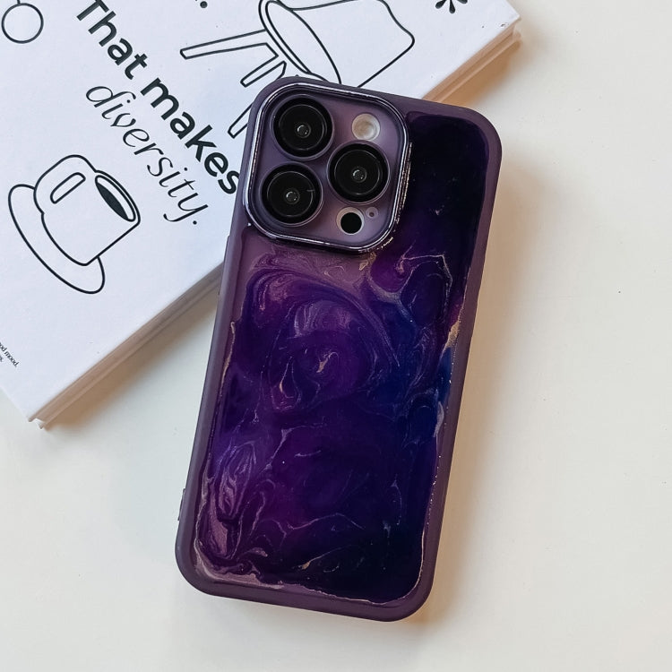 For iPhone 14 Pro Oil Painting Electroplating TPU Phone Case(Purple) - iPhone 14 Pro Cases by PMC TechLife | Online Shopping South Africa | PMC TechLife