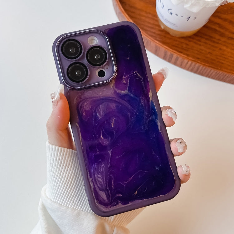 For iPhone 14 Pro Oil Painting Electroplating TPU Phone Case(Purple) - iPhone 14 Pro Cases by PMC TechLife | Online Shopping South Africa | PMC TechLife