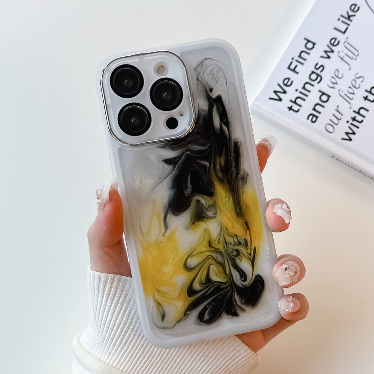For iPhone 14 Pro Oil Painting Electroplating TPU Phone Case(White) - iPhone 14 Pro Cases by PMC TechLife | Online Shopping South Africa | PMC TechLife