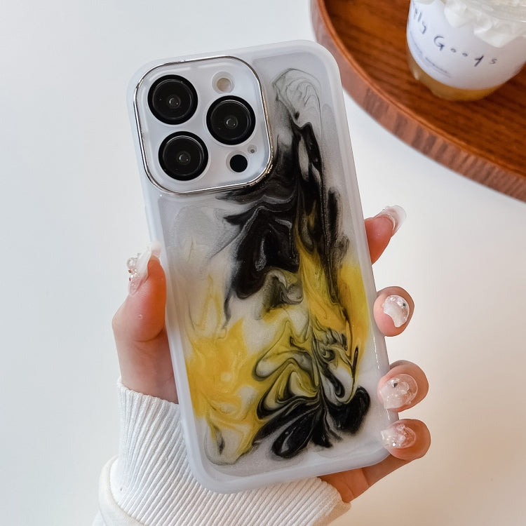 For iPhone 14 Pro Oil Painting Electroplating TPU Phone Case(White) - iPhone 14 Pro Cases by PMC TechLife | Online Shopping South Africa | PMC TechLife