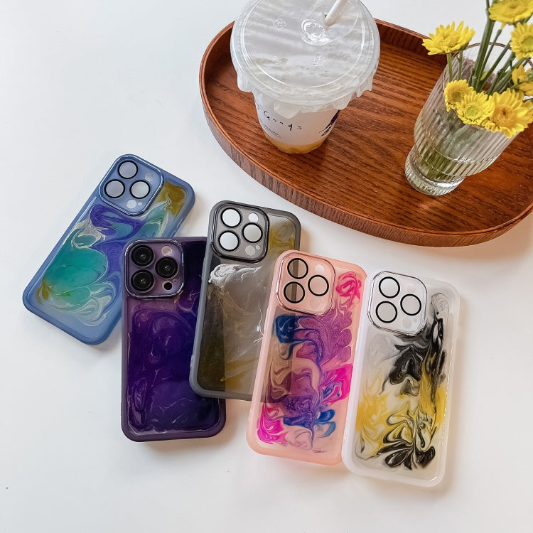 For iPhone 14 Pro Oil Painting Electroplating TPU Phone Case(White) - iPhone 14 Pro Cases by PMC TechLife | Online Shopping South Africa | PMC TechLife