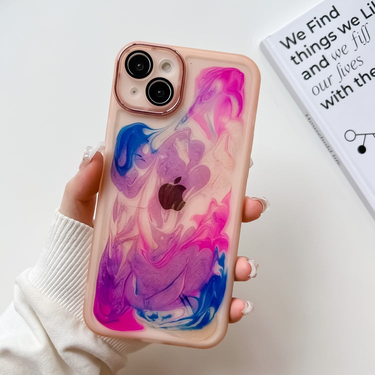 For iPhone 14 Plus Oil Painting Electroplating TPU Phone Case(Pink) - iPhone 14 Plus Cases by PMC TechLife | Online Shopping South Africa | PMC TechLife