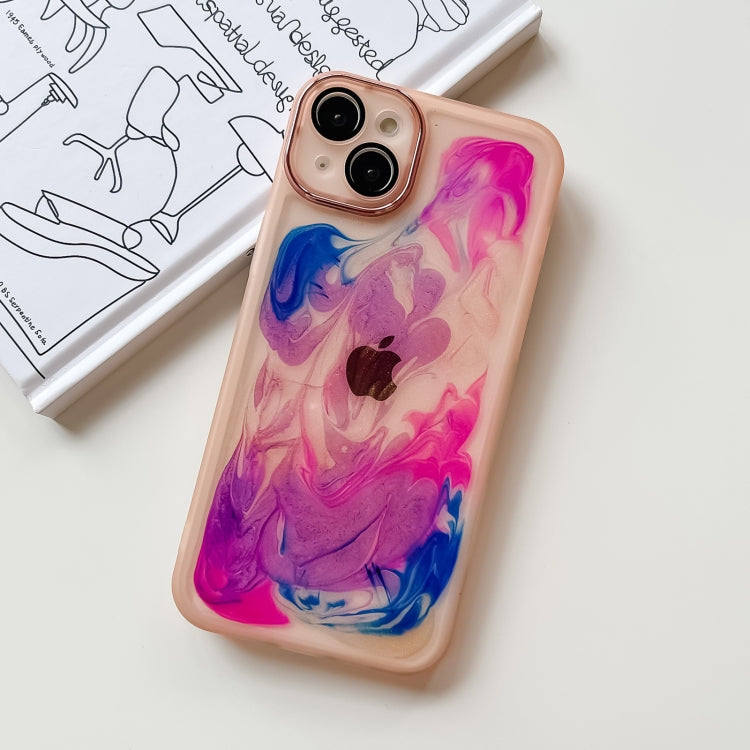 For iPhone 14 Plus Oil Painting Electroplating TPU Phone Case(Pink) - iPhone 14 Plus Cases by PMC TechLife | Online Shopping South Africa | PMC TechLife