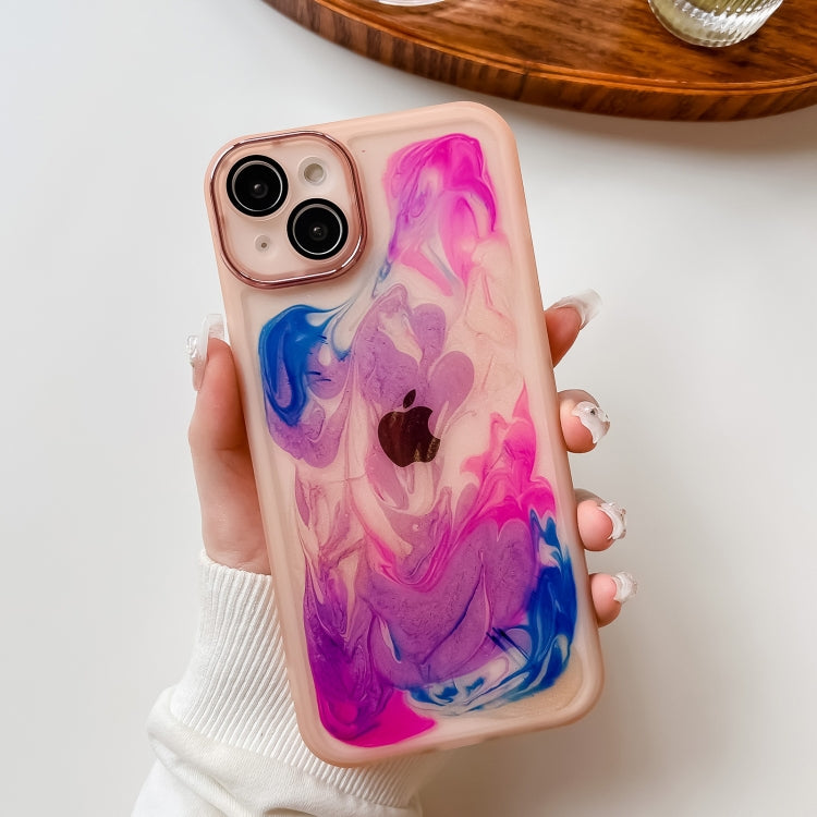 For iPhone 14 Plus Oil Painting Electroplating TPU Phone Case(Pink) - iPhone 14 Plus Cases by PMC TechLife | Online Shopping South Africa | PMC TechLife