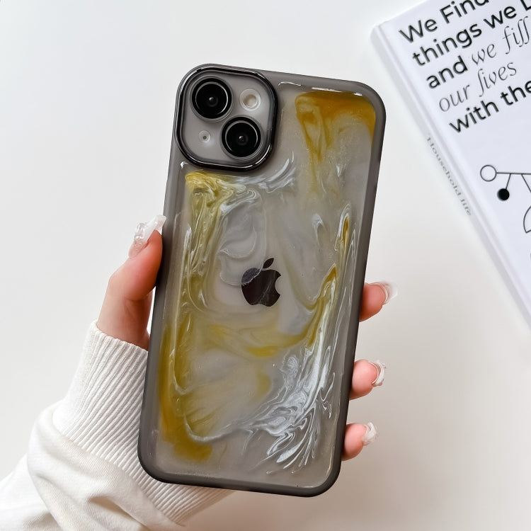 For iPhone 14 Plus Oil Painting Electroplating TPU Phone Case(Grey) - iPhone 14 Plus Cases by PMC TechLife | Online Shopping South Africa | PMC TechLife