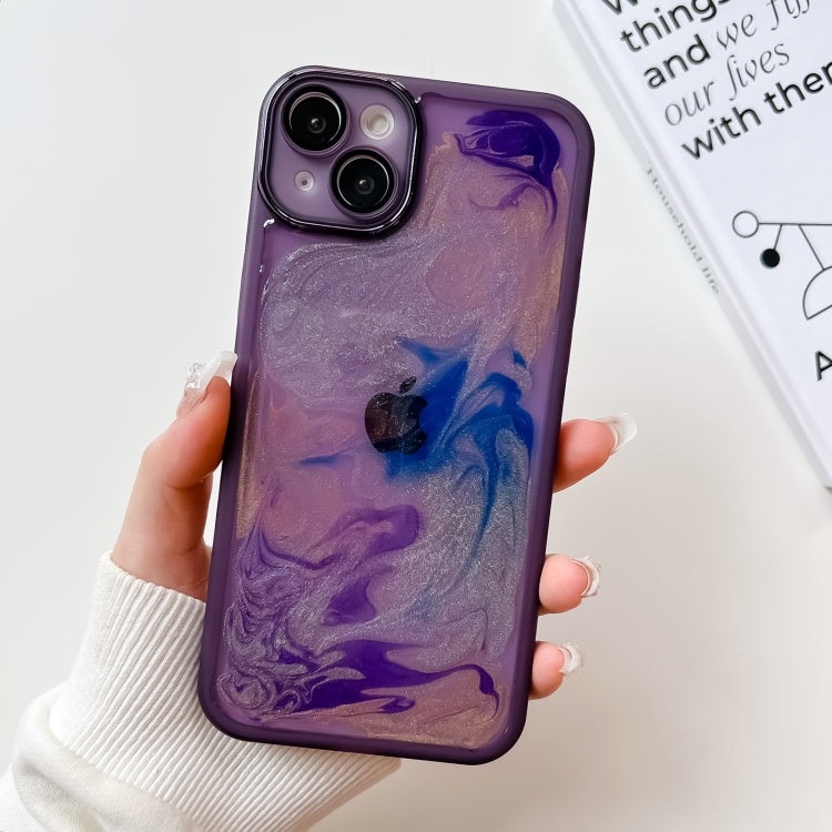 For iPhone 14 Plus Oil Painting Electroplating TPU Phone Case(Purple) - iPhone 14 Plus Cases by PMC Jewellery | Online Shopping South Africa | PMC Jewellery