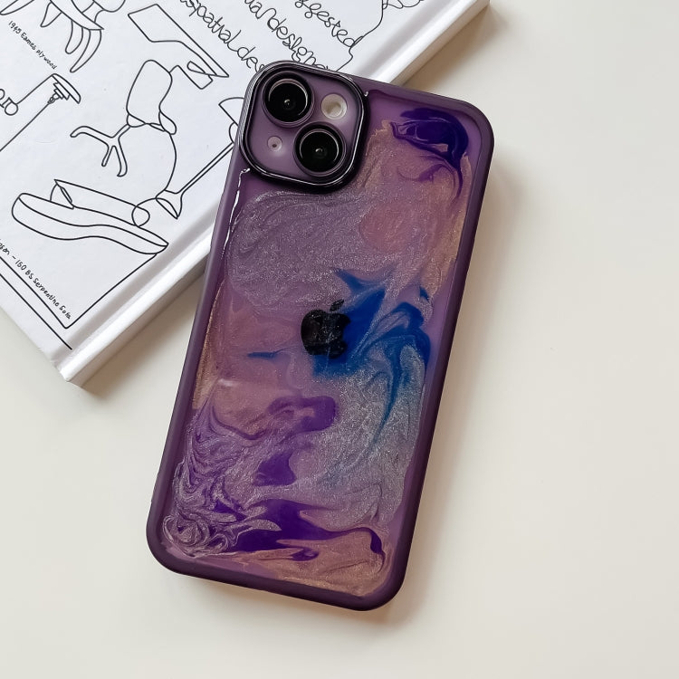 For iPhone 14 Plus Oil Painting Electroplating TPU Phone Case(Purple) - iPhone 14 Plus Cases by PMC TechLife | Online Shopping South Africa | PMC TechLife